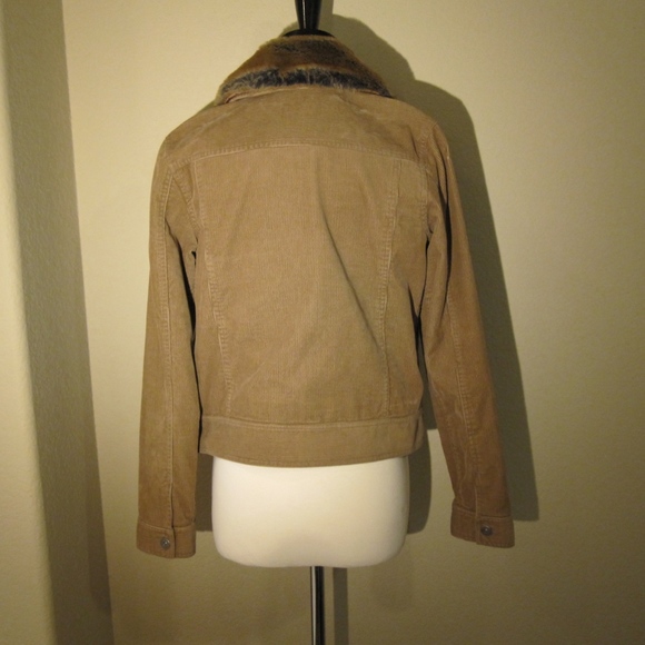 Brown Corduroy Bomber Jacket with Faux Fur - Picture 2 of 8